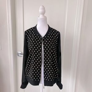 BCBG MaxAzria Polka Dot Lightweight Bomber Style Women’s Jacket Size XL
